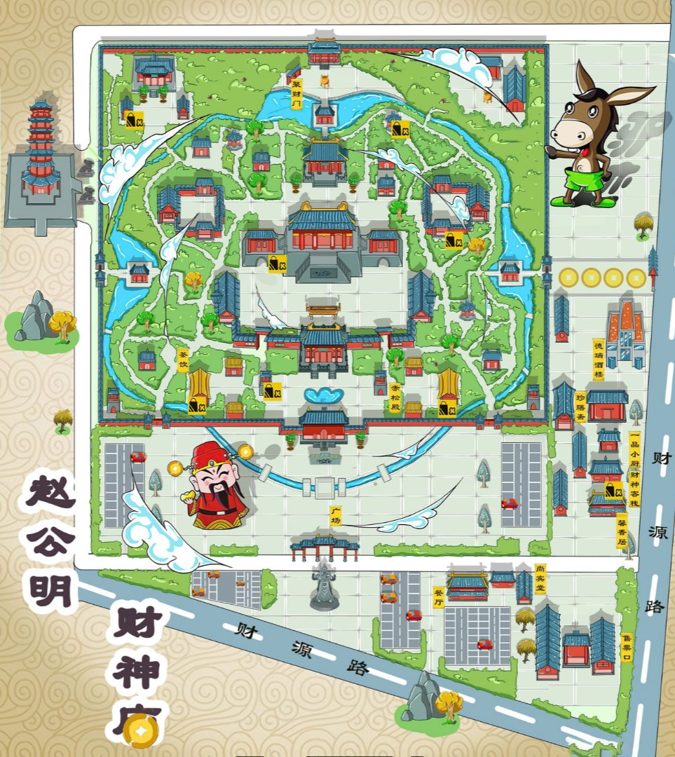浦北寺庙类手绘地图